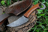 Custom Handmade Damascus Steel Skinning Hunting Knife