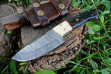 Fixed Blade Custom Handmade Damascus Steel Skinning Knife