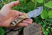 Custom Handmade Damascus Steel Guthook Skinning Knife