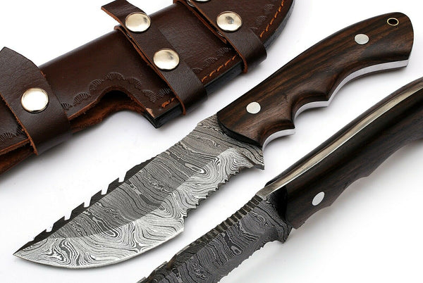 Custom Handcrafted Damascus Steel Tom Brown Tracker Knife - 10" Rosewood Handle for Survival & Tactical | KBS Knives